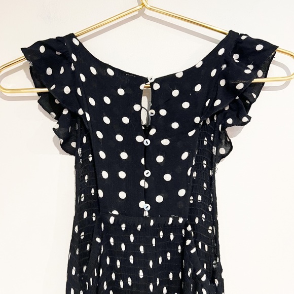 Free People Chambray Butterflies Dot Midi Ruffle Dress in Black size XS - Picture 11 of 13